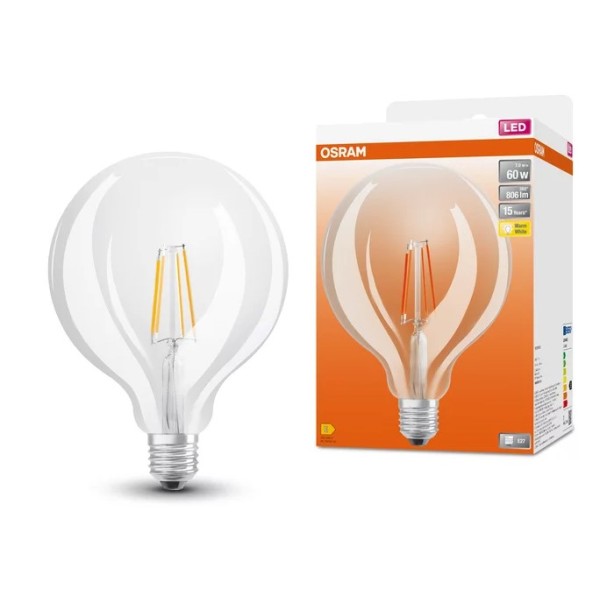 Світлодіодна лампа Osram LED G125 60 7Вт/827 FIL E27 4х1 - фото №2