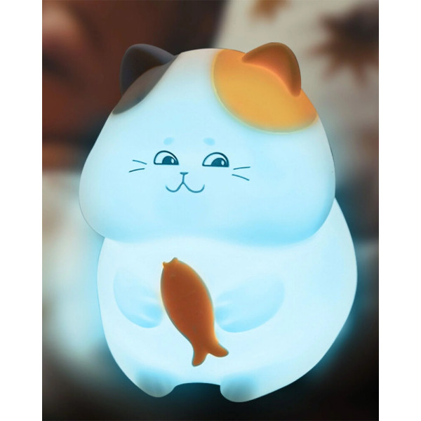 Нічник Котик, настільна лампа з акумулятором Goldlux 327642 Gatto Led 1x1W 3000K+RGB 59Lm IP20 - фото №1