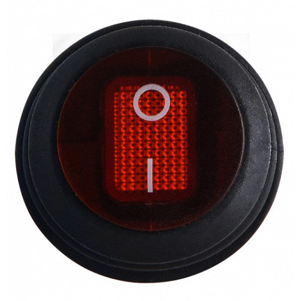 Переключатель Аско-Укрем KCD1-5-101NW R/B (0-I) IP65 с подсветкой круглый красный (A0140040074) - фото №1