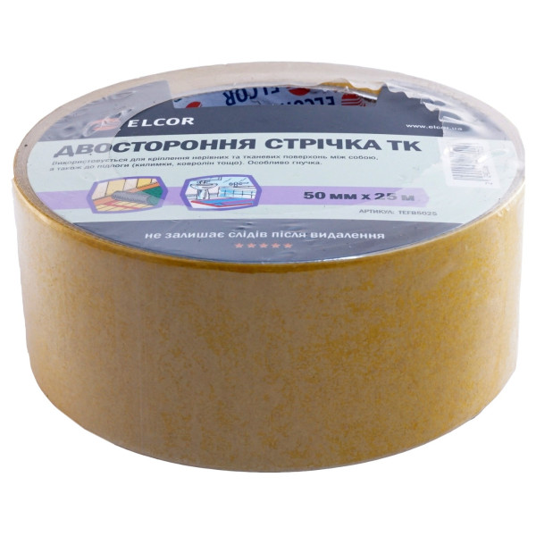 Двусторонняя лента Elcor 40206772 TEFB5025 на тканевой основе 50мм (25м) - фото №2