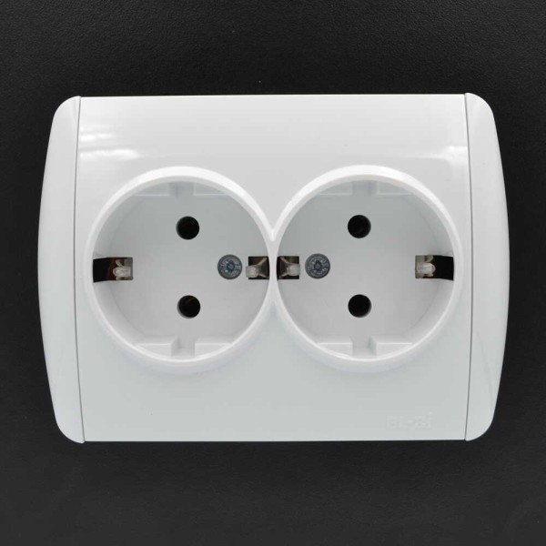 Розетка ELBI ZIRVE Fixline белая 2-я с заземлением ( 501-010202-907 ) - фото №4