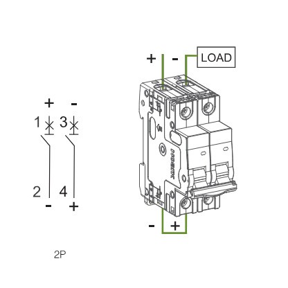 Автоматичний вимикач NOARK Ex9BP-JX(+) 2P C20 20A DC 10кА C 500В (110087) - фото №2