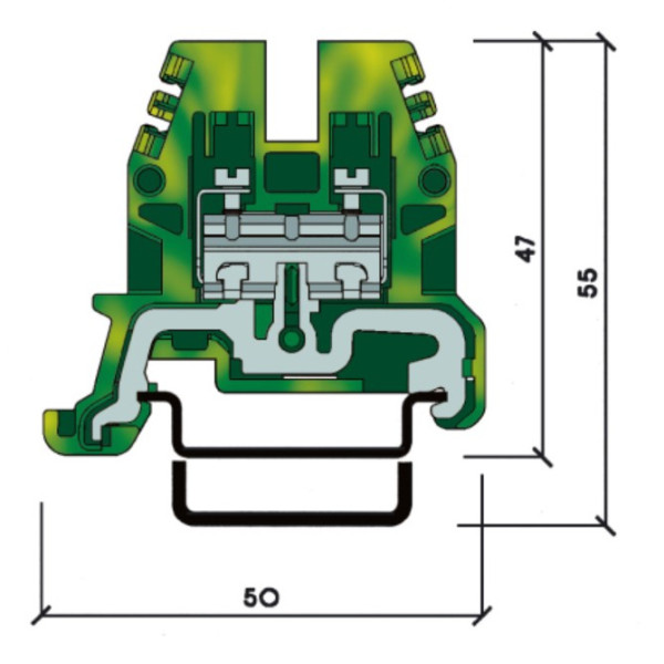 Жовто-зелена клема заземлення Schrack IK122002 тип TEO.2 2,5 мм² - фото №1