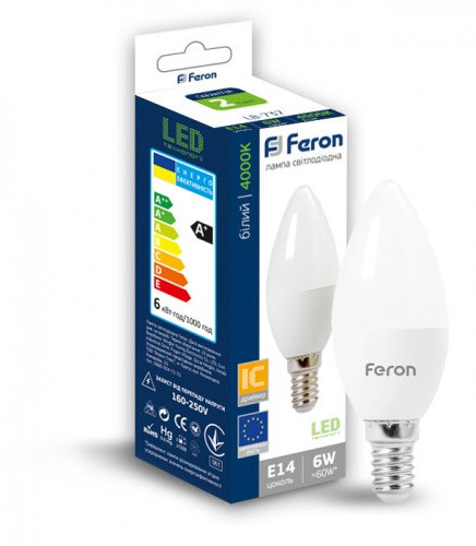 Світлодіодна лампа Feron 5035 LB-737 6Вт 4000К C37 Е14 - фото №1