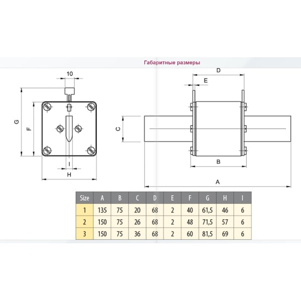 Запобіжник ETI 004334221 M2UQU-N/355A/690V aR (50kA) - фото №3