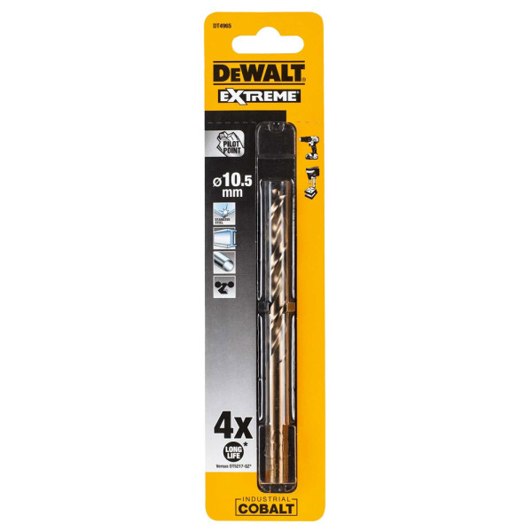 Кобальтове свердло по металу DeWALT DT4965 Extreme Industrial cobalt HSS-CO 10,5х133/84мм - фото №1