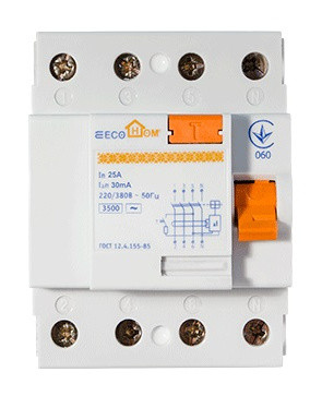 УЗО ECOHOME 3P+N 25A/30мА - фото №1