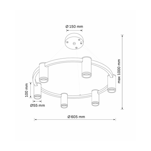 Люстра Goldlux 326201 Paris GU10 6x12W IP20 Черная - фото №3