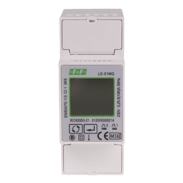 Однофазный счетчик электроэнергии F&F LE-01MQ 230В 100А - фото №1