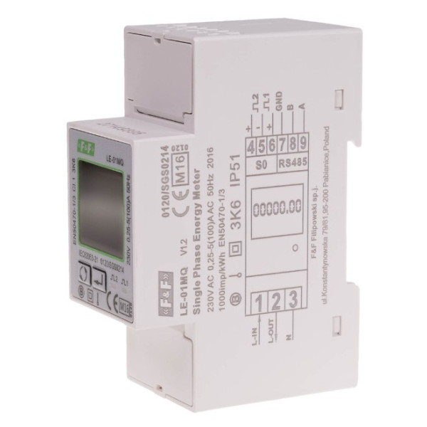 Однофазный счетчик электроэнергии F&F LE-01MQ 230В 100А - фото №2