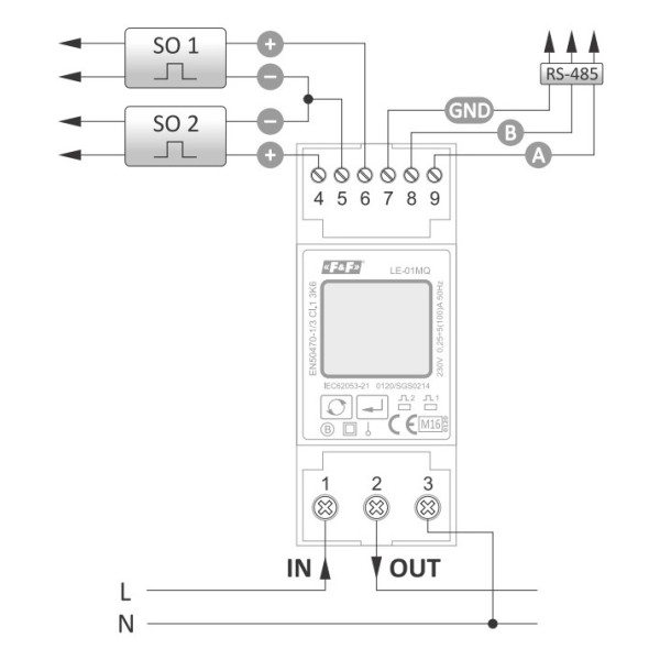 Однофазный счетчик электроэнергии F&F LE-01MQ 230В 100А - фото №5