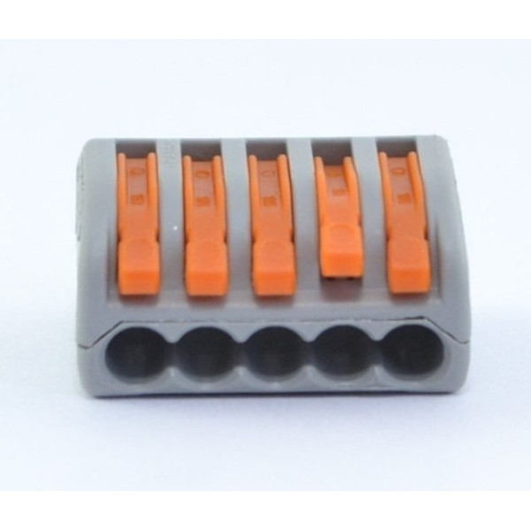 Клема на 5 проводів WAGO 222-415 з натискними важелями - фото №3