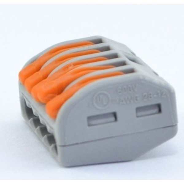 Клема на 5 проводів WAGO 222-415 з натискними важелями - фото №6