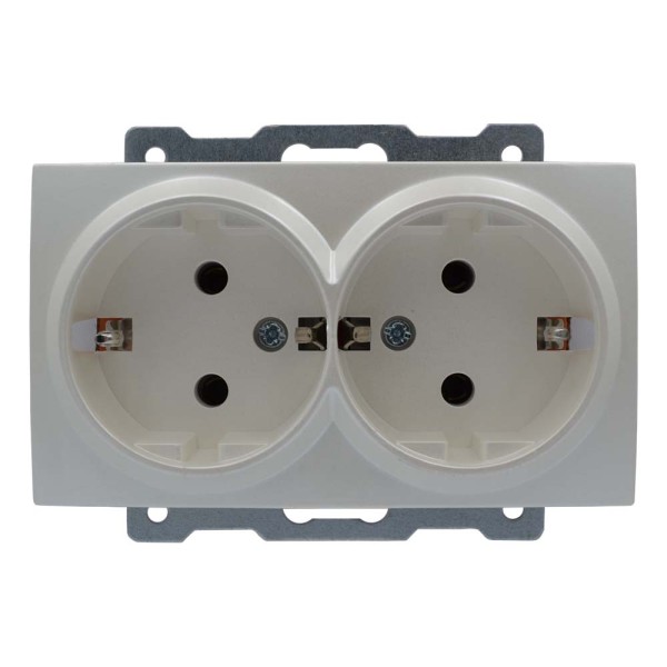 Розетка ELBI ZENA Silverline перлина 2-на з заземленням без рамки ( 609-012500-907 )