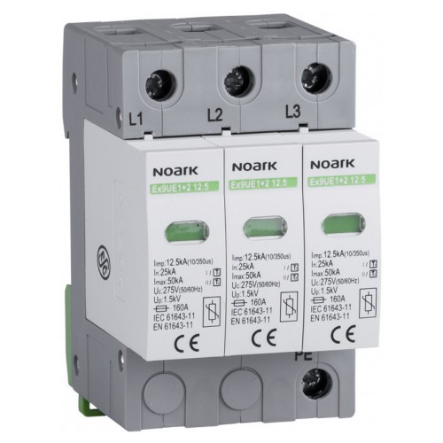 УЗИП NOARK Ex9UE1+2 R 1+2 (B+C) 50кА 275В AC 3P с дополнительным контактом (103339)
