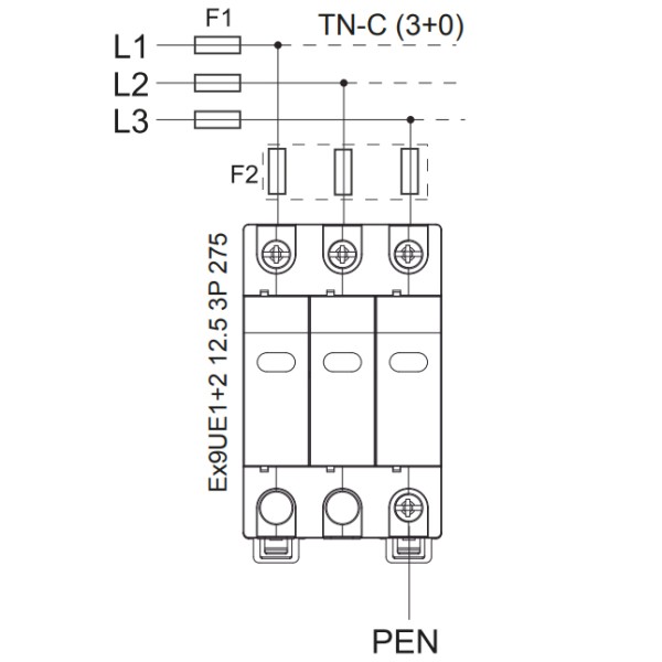 УЗИП NOARK Ex9UE1+2 R 1+2 (B+C) 50кА 275В AC 3P с дополнительным контактом (103339) - фото №2