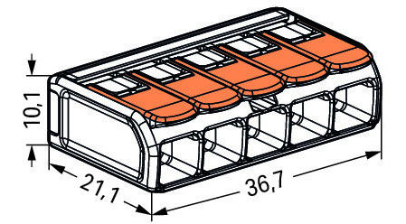 Клемма на 5 проводов 6мм.кв. 41А WAGO - фото №2
