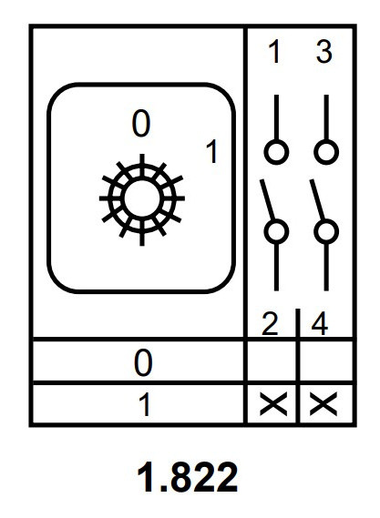 Пакетный переключатель Аско-Укрем ПКП Е9 1.822 A0110010001 (1-0 2 полюса) - фото №5
