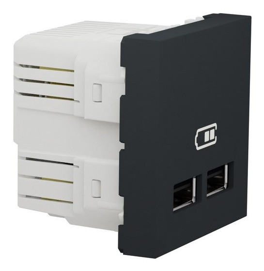Двойная USB розетка Schneider Electric NU341854 2.1А 2М (антрацит) - фото №1
