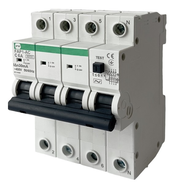 Автомат захисного відключення Promfactor FAP1-AC "C" 6А/0,03A 4P 6кА (FAP01C060304AC)