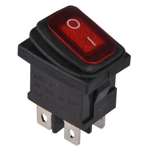 Переключатель Аско-Укрем KCD1-4-201NW R/B (0-I) IP65 с подсветкой красный (A0140040064)