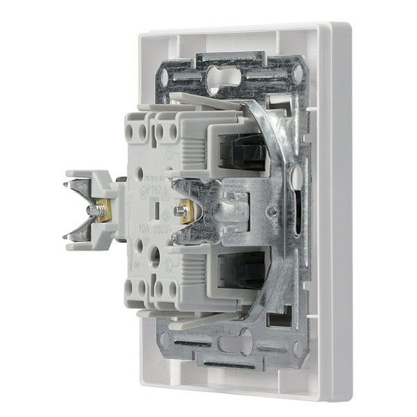 Выключатель кнопочный белый Asfora, EPH0700121 - фото №4