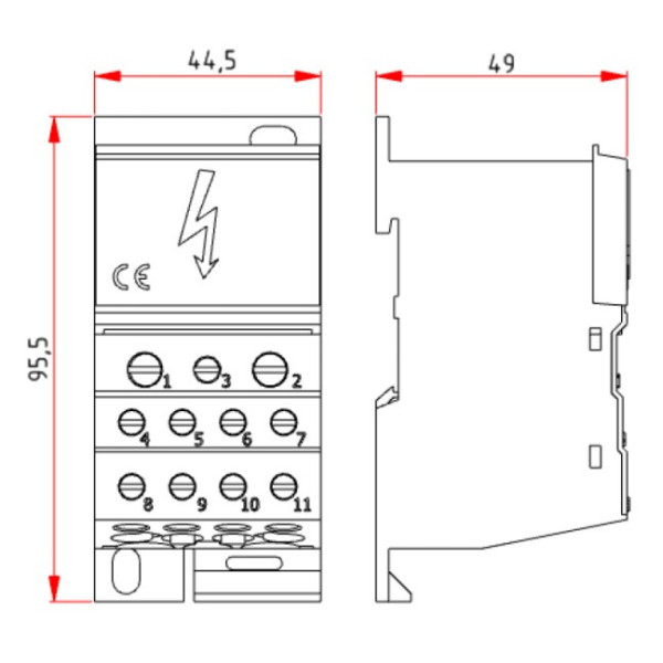 Блок відгалужувальних клем головної електричної лінії Schrack IKB01120 250А 1P (вхід 1×70мм² вихід 2×35/5х16/4х10мм²) - фото №1