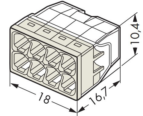 Клемма на 8 проводов 2273-248 (24А/0,5 - 2,5 mm2) WAGO с пастой - фото №1