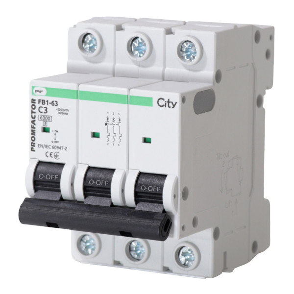 Автоматический выключатель Promfactor CITY FB1-63 3P C 3A 6кА (FB1CI3003)