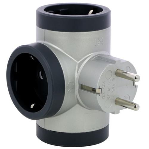 Блок «преміум» на 3 бічні розетки Legrand алюміній/чорний