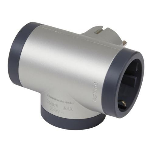 Блок «преміум» на 3 бічні розетки Legrand алюміній/чорний - фото №1