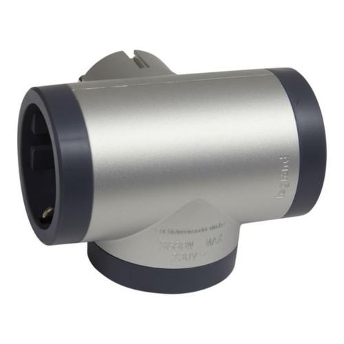 Блок «преміум» на 3 бічні розетки Legrand алюміній/чорний - фото №2