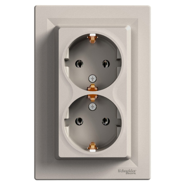 Двойная розетка Schneider Electric Asfora EPH9900169 с заземлением (бронза)