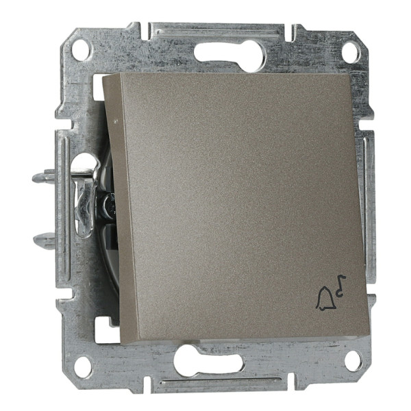 Выключатель кнопочный без рамки «Звонок» бронза Asfora, EPH0800169 - фото №1