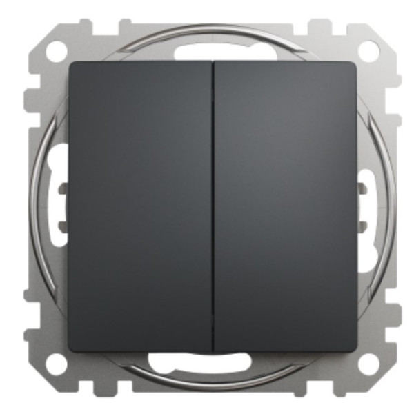 Кнопковий двоклавішний вимикач Schneider Electric Sedna Design & Elements чорний SDD114118 - фото №1