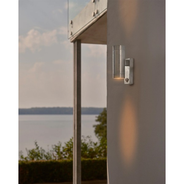 Вуличний світильник з датчиком руху Nordlux 21519131 Tin GU10 2x25W IP54 сріблястий - фото №1