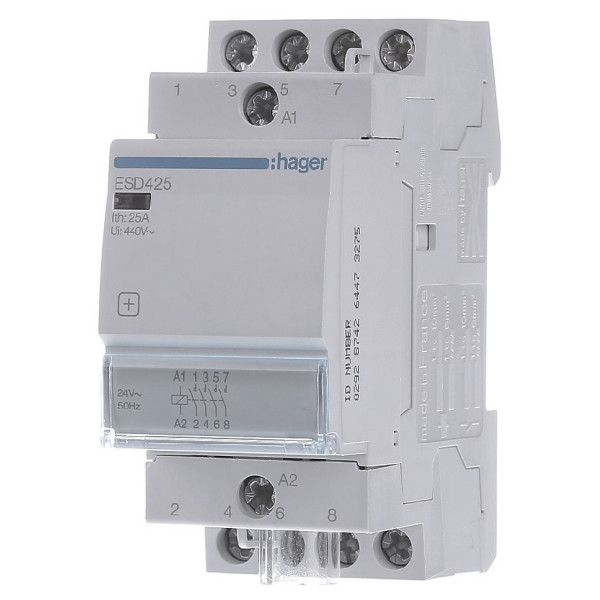 Контактор 25A ESD425 (4НО, 24В) 2м Hager