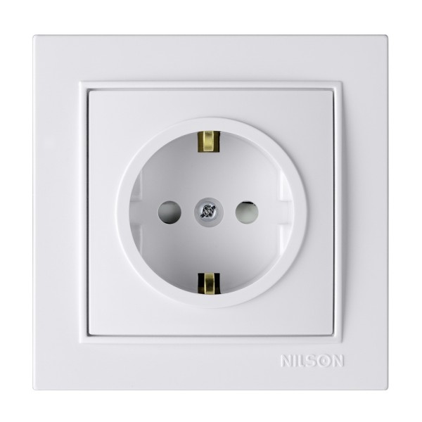 Розетка Nilson Thor біла 1-на з заземленням з шторкою ( 27111019 )
