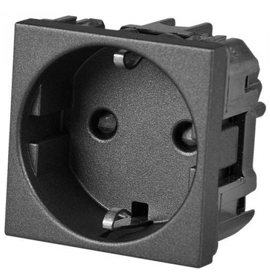 Механизм розетки ABB Zenit N2288 AN 2М с заземлением и защитными шторками (антрацит) - фото №1