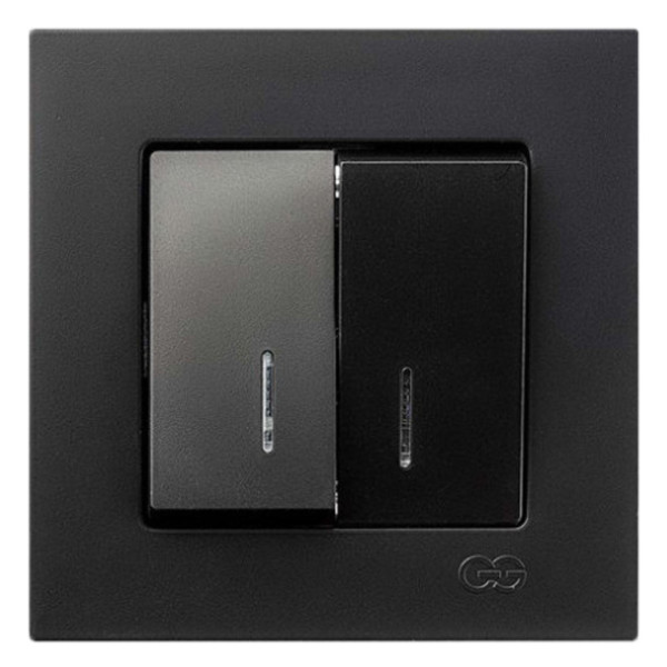 Выключатель 2-клавишный с подсветкой Gunsan Eqona черный