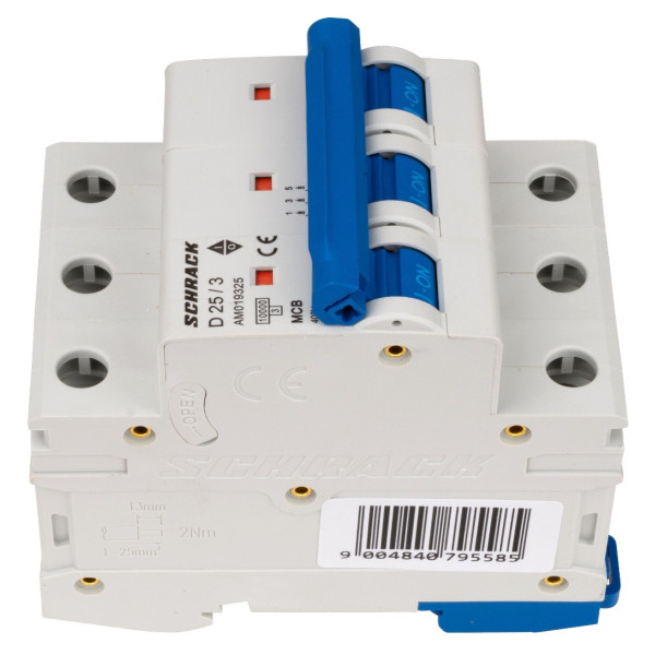 Автоматичний вимикач Schrack AM019325 10кА 25А 3P х-ка D - фото №3
