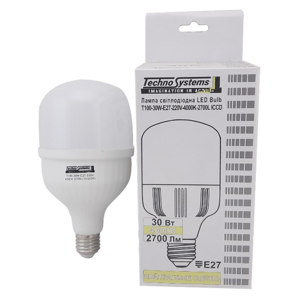 Светодиодная лампа TNSy LED Bulb-T100-30W-E27-220V-4000K-3150L GOLDEN (TNSy5000259) - фото №4