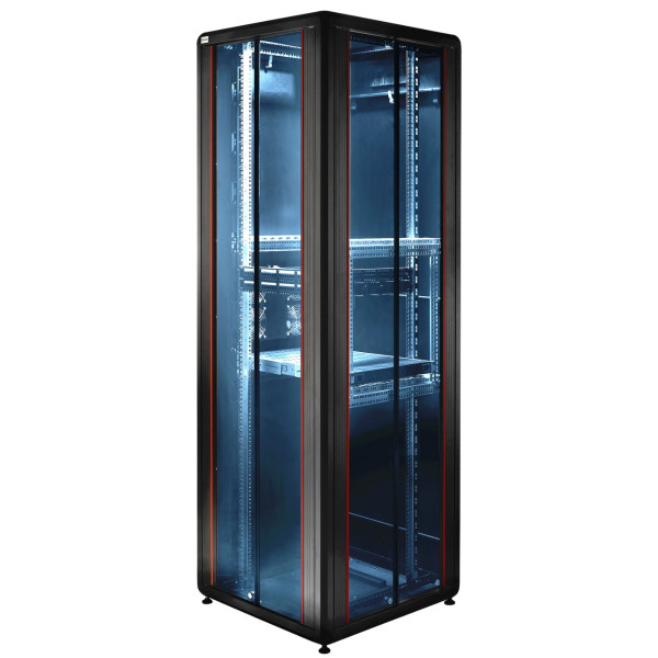 Шафа Mirsan MR.GTV42U66DE.01 GTV 19" 42U 600x600 (чорна) RAL 9005 - фото №1