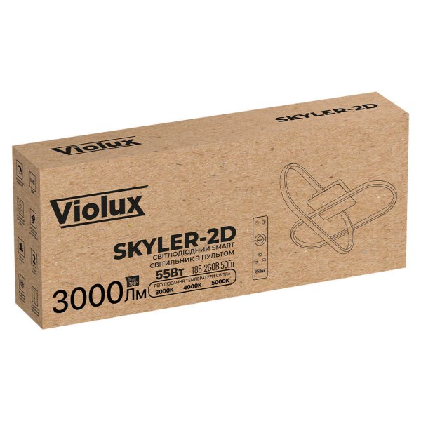 Світильник LED smart SKYLER-2D +пульт 55W 3000-5000K IP20 чорний Violux ( 220895 ) - фото №1