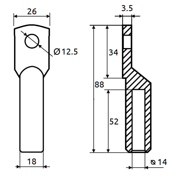 Кабельный наконечник Promfactor CL/CRG-95-12 медно-луженый - фото №1