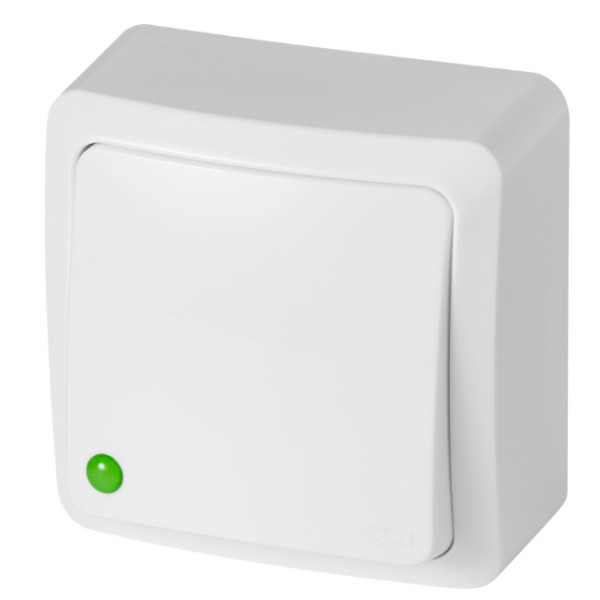 Одноклавішний вимикач Elektro-Plast Berg 3710-00 (білий)