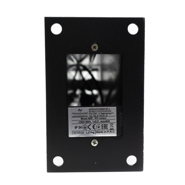 Вуличний світильник з датчиком руху Nowodvorski 9097 Rio Sensor E27 1x10W IP54 чорний - фото №2