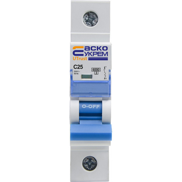 Автоматический выключатель Аско-Укрем UTrust 1р 25А С 6kА (A0010210053) - фото №1