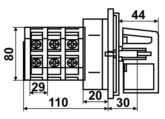 Пакетный переключатель Аско-Укрем ПКП Е9 2.823 A0110010027 (1-0 3 полюса) - фото №4