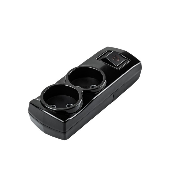 Колодка Violux 2-на без заземлення з вимикачем чорна ( 910300 )